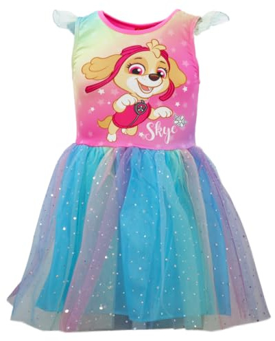 Paw Patrol Skye Tüllkleid für Mädchen – Regenbogenkleid mit Glitzer-Tüllrock – festlich & bequem – Größen 98–128, Farbe: Bunt, Bekleidungsgröße: 122/128