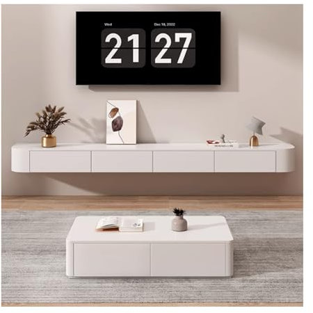 YAONJS Mobile TV Sospeso A Parete in Legno Massello con Cassetto Tavolino da caffè per Casa Soggiorno Piccolo Appartamento Mobiletto da Parete(160cm)