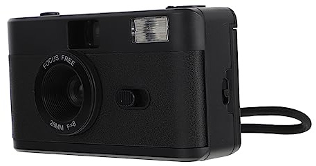 IWOWHERO Wiederverwendbare Schwarz Filmkamera 35-mm aus Abs mit Eingebautem Blitz Kompatibel mit 35-mm Film für Retro Bilder ohne Batterie