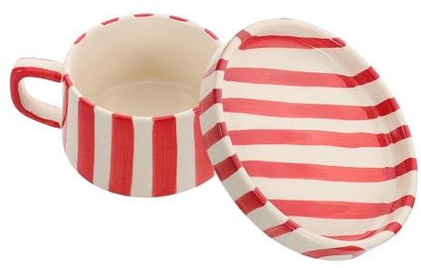 MOTHNUR Tasse à Café Céramique Originale Avec Rayures Jolie Tasse à Thé Avec Soucoupe Pour Cappuccino Et Boissons Décorées