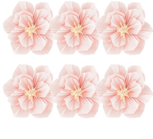 Handgefertigte 3D-Papierblumen (6 Stück), perfekt für die Erhöhung der Atmosphäre bei Feiern (Pfirsichfarbe)