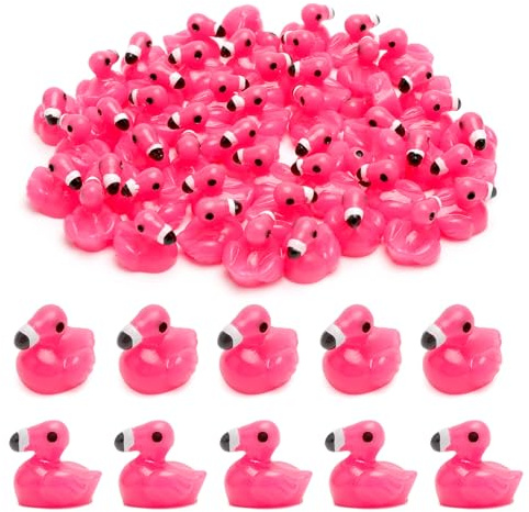 VOSSOT 50 Stück Mini Flamingo Enten aus Kunstharz, Mini Harz Flamingo Figuren Klein Rosarot, Winzige Rosa Flamingo Deko, Flamingo Tierfiguren, Tiny Resin Animals für Zuhause Garten Puppenhaus Basteln