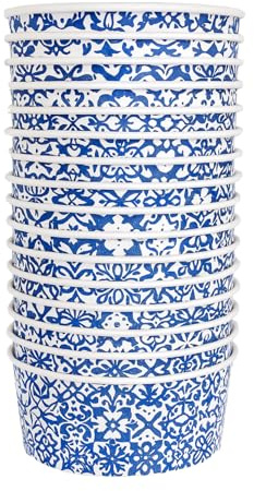 Terryshop74 Insalatiere Maiolica 1000 ml – Set 25 Ciotole in Carta Decorata Senza Coperchio – Contenitori Grandi per Pokè, Insalate e Vivande