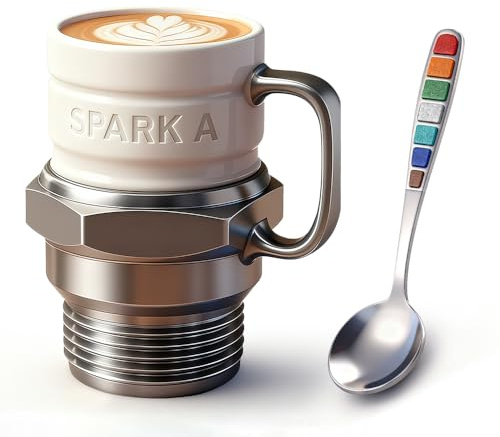 NAVESO Spark Plug Mug, 200ml Funny Mugs for Men Women, Personalized Automotive Sparkplug Mug with Spoon, Engine Coffee Cup for Mechanic, Gearheads, Collectors