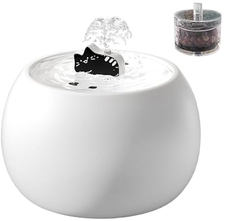 Pet Water Fountain – 1L 3W Ceramic Automatic Cat Fountain, 3D Sensor Filtered Waterer, Electric Rechargeable Dispenser For Dogs, Cats, Puppies, Kittens, Indoor, Outdoor, Home