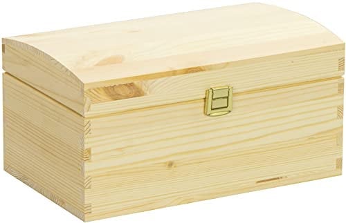 LAUBLUST Große Holztruhe Gewölbter Deckel mit Schloss - FSC® | Allzweck-Kiste aus Holz - Aufbewahrungskiste | Erinnerungsbox - Geschenk-Verpackung (Natur, ca. 26 x 16 x 13 cm)