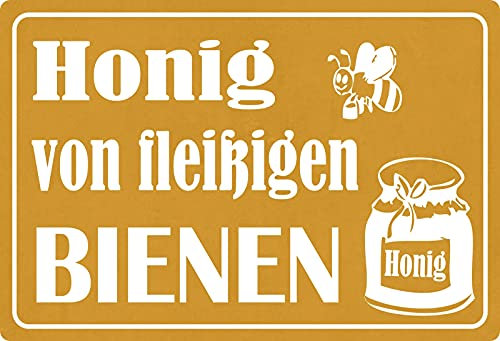 Blechschild 20x30cm gewölbt Honig von fleißigen Bienen Deko Geschenk Schild