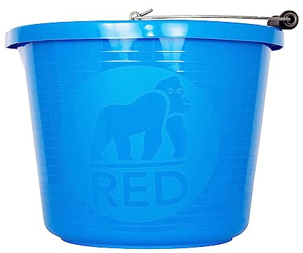 Red Gorilla Premium Builder's Bucket 14 litre 3 Gallon Heavy Duty Strong Metal Handle Moulded Grip Multi Purpose Food Grade Plastic (Blue)
