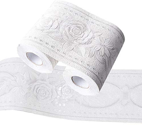 Papier peint imperméable à l'eau Motif 3D - Carreaux autocollants - Blanc avec rose