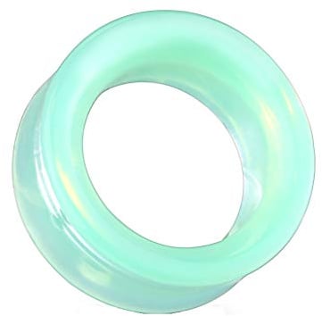beyoutifulthings Ohr-Tunnel Grüner Opal Glas Ohr-Piercing Ohr-Schmuck Plug Double Flared Sattel-Verschluss 8-25mm