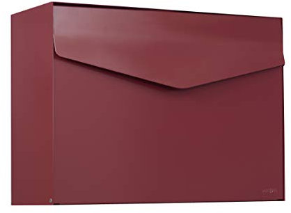 MEFA Briefkasten Letter 111 (Farbe rot, Postkasten mit Sicherheitsschloss, Brief Design, Größe 312x430x178 mm) 111420M
