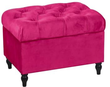 HomeHarmony®Velvet Ottoman Chair Storage Stool Seat Footrest Footstool With Rustic Look Feet (Aubergine)