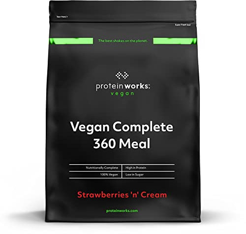 Vegan Complete 360 Meal | Nutritionally Balanced | 100% Vegan | Quick & Affordable Meal | Protein Works | Strawberries 'n' Cream Classic | 500 g