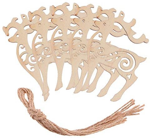 10 Stück Holz Rentieranhänger für Weihnachtsbasteleien, Kinder | Leichte Ausführung, Glatte Oberfläche, für Dekorationen und Kunsthandwerk, mit 10 Teilen