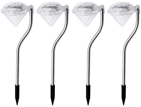 HAC24 4x Edelstahl LED Solar Gartenleuchte Diamant Farbwechsler Solarlampe Solarleuchte Deko Garten Leuchte Lampe Solarlicht