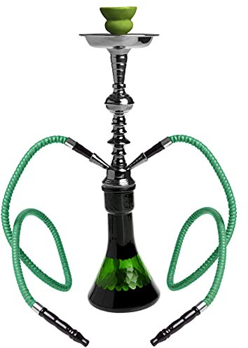 HIBRON Cachimba Grande 51cm Premium Kit Completo, con Cazoleta de Cerámica, 2 Mangueras y Base de Cristal Translúcido