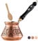BCS Cafetière turque turque en cuivre avec poignée en bois (4 portions) Cezve Ibrik Briki Cafetière avec cuillère en bois 355 ml