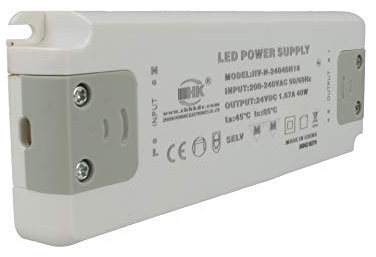 Alimentatore Trasformatore CV 40W 24V 1.67A Super Slim Solo 19mm Spessore (40W 24V)