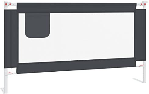 vidaXL Kleinkind Bettschutzgitter Bettgitter Kinderbettgitter Babybettgitter Gitter Kinderbett Babybett Rausfallschutz Dunkelgrau 150x25cm Stoff