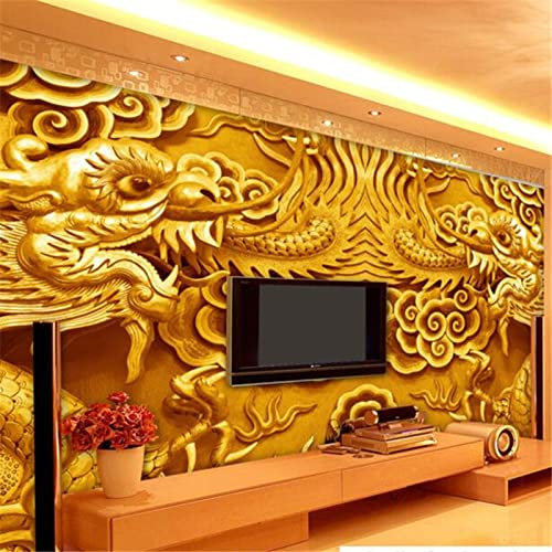 HDHGKYY 3D Living Room Wallpaper Gold Embossed Dragon Background Wall Mural Home Decoration Wall Painting Wall Art Wall Sticker