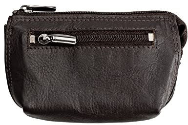 Josephine Osthoff - Schlüsseltui MAXX Schlüsseltasche Münztasche in Leder Echtleder mit Kreditkarten-RFID-Schutz Doppelnaht 1 Außentasche 1 Kartenfach 1 Schlüsselfach mit 2 Ringen, Farbe:Espresso
