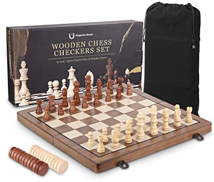 2 en 1 Tablero Ajedrez Magnético,Juego de Ajedrez de Rompecabezas 39 X 39CM con Tablero Plegable y Fácil de Llevar y almacenar,Juego Ajedrez para Adultos, Juegos al Aire Libre o Regalos