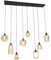 Qazqa - Art Deco Art Deco Hängelampe I Pendellampe I Pendelleuchte schwarz mit Bernsteinglas 8-flammig - Hanne I Wohnzimmer I Schlafzimmer - Länglich - LED geeignet E27