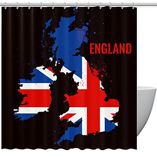 Rideau de douche Union Jack pour salle de bain, 152,4 x 182,9 cm, 167,6 x 182,9 cm, 182,9 x 182,9 cm