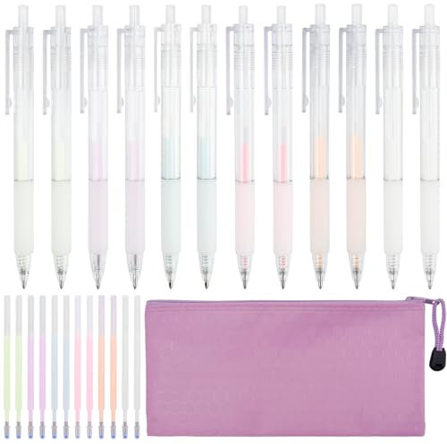 Towviy 12PCS Stylo Colle + 12PCS Recharges + 1PCS Trousse de Rangement, Baton pour Tissus, Liquide Loisirs Créatifs Séchage Rapide pour Scrapbooking