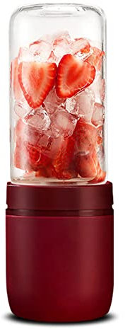 Licuadora de cocina portátil Mini licuadora eléctrica pequeña taza de jugo fresco batido botella exprimidor de mano recargable,Red