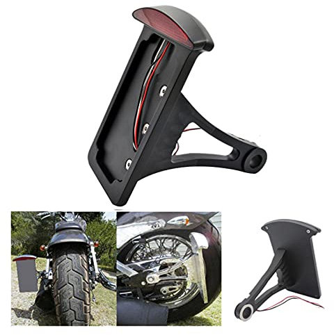 BONSIE 12V Motorcycle Vertical Side Number Plate Holder Bracket Tail Light Axle Fit For Iron Chopper License Number Plate Holder Mount Bracket