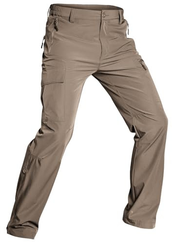 Wespornow Wanderhose-Herren-Outdoor-Hosen-Sommer-Trekkinghose-Atmungsaktiv-Outdoorhose-Stretch-Schnell-Trockend-Lang-Funktionshose-Männer mit 5 Taschen (Khaki, 36)