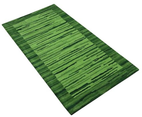 Grün Teppich 100% Wolle 70X140 cm Handarbeit Mint Handgetuftet T992
