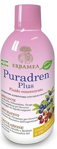 Erbamea Puradren Plus Fluido Concentrato Gusto Mirtillo e Frutti di Bosco