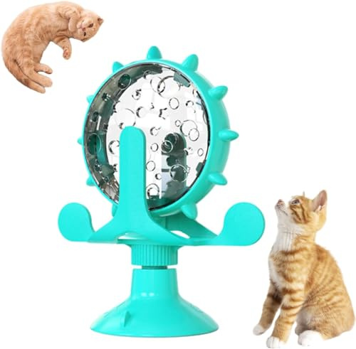 Giurui Ferris Wheel Treat Toy, Cat Dog Puzzle Leaky Toys, Interactive Cat Toy Slow Feeder, Funny Cat Toy Pet Treats Enrichment Toys, Cat Food Treats Dispenser Toy Stress for Stress Relief (A)