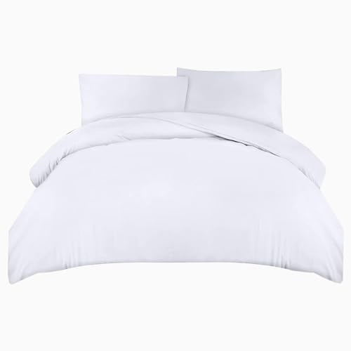 Comfortz King Bedding Duvet Cover With 2 Pillowcases - Soft Microfibre Polyester Anti Allergic Breathable & Wrinkle Free Duvet Set (White,king)