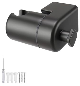 TINALIN Duschkopfhalterung Schwarz Verstellbar, 360° Duschkopf Halter aus Zinklegierung, Duschbrause Halterung mit Schraubenmontage, Robuste Handbrause Halterung für Bad und Dusche