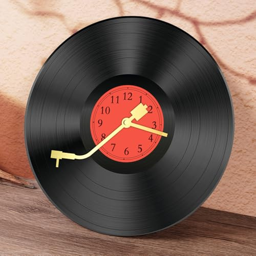 Leptetek 12 Vinyl Record Wall Clock, Real Vinyl Records, Musical Black Vinyl Record Wall Clock for Crafts & Decoration, Decoration Art Hanging Clocks for Wall Aesthetic