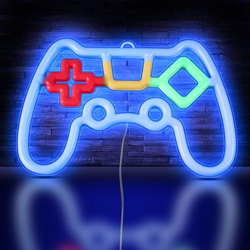HOTUT Insegna al Neon LED, Gioco Insegne al Neon Alimentazione a Batteria o USB, Luce al Neon per Camera da Letto Sala Giochi Bar Decorazione per Feste, LED Gaming Neon