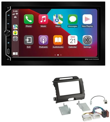 ESX VMX700DAB 2-DIN Autoradio kompatibel mit Wireless Apple CarPlay Android Auto Bluetooth DAB+ passend für KIA Sportage 2010-2015 schwarz