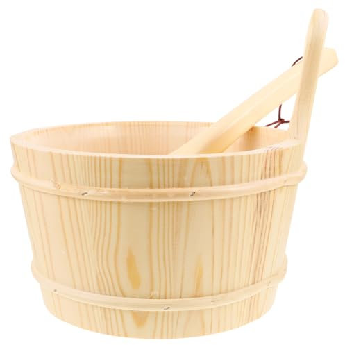 BCOATH Seau De Sauna Bois Tonneau Pratique avec Poignée Accessoire De Spa pour Bain Sauna Piscine Douche