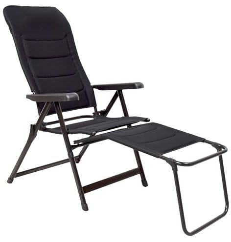 osoltus Klappsessel Camping | Hochlehner Set Aluminium Soft Touch 3D mash mit Fußablage schwarz
