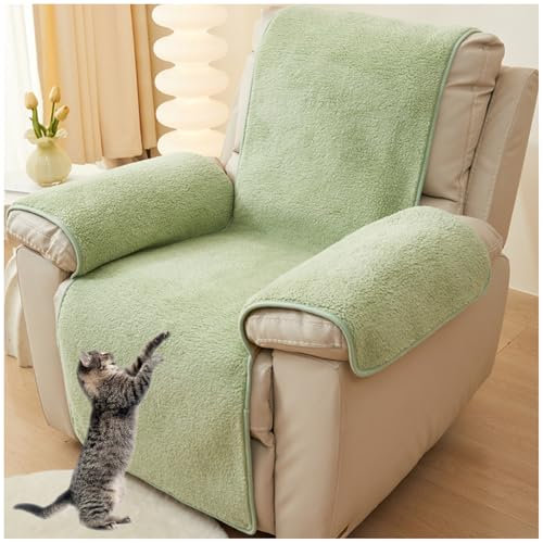 NNSMUN Sofa Armlehnenbezüge, Sesselschoner Sesselauflage, Fernsehsessel Schutzbezug Anti-Rutsch, Headrest Protectors for Recliners für Zuhause mit Kindern und Haustieren Hund (Grün,76X231cm)