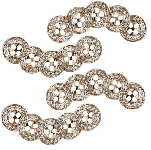 STOBOK 20stücke Strass Metallknöpfe Doppelte Kreisform Runde Knöpfe Für Diy-näharbeiten Und Bekleidungsdekorationen Sanftem Gold