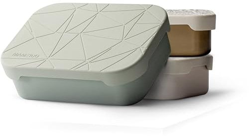 MAMEIDO Lunch Box 800ml with Flexible Divider & Silicone Lid, Lightweight Sandwich Box for Children & Adults, Bento with Compartments (Desert Sage, 0.8l)
