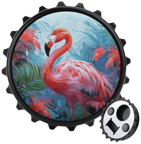 Décapsuleur magnétique de réfrigérateur imprimé flamant rose portable avec autocollant pour la maison, la cuisine, les bars, les fêtes