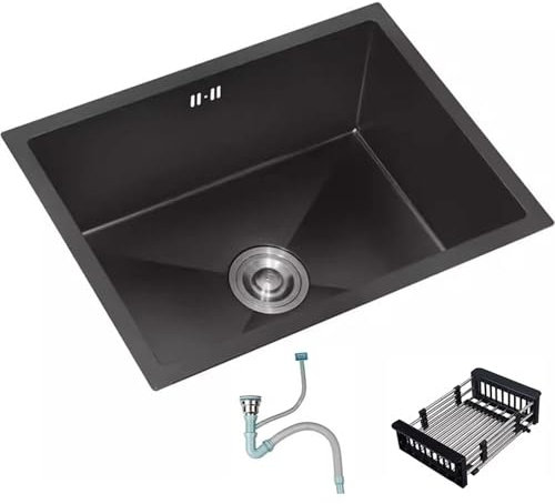 Fregadero Bajo Encimera De Acero Inoxidable De 38 X 30 Cm Fregadero De Cocina Cuadrado Pequeño Y Compacto Fregadero Con Sifón Empotrado Para RV Con Cesta De Drenaje(38 * 30cm)