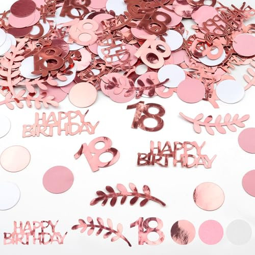 200 Stück Konfetti Geburtstag Tischdeko Geburtstag Rosa,Konfetti 18 Geburtstag Deko, Happy Birthday Streudeko Geburtstag Rosa, Deko Geburtstag für Geburtstag Party