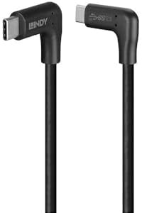Lindy 0,5m USB 3.2 rechtsgewinkeltes USB-C auf rechtsgewinkeltes USB-C-Kabel 10Gbps