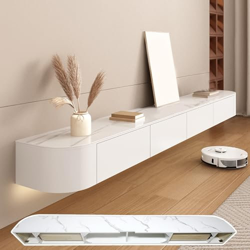 HYANXUE TV-Schrank, hängend, TV-Wandregale mit Tür, TV-Multimedia-Konsole, große Aufbewahrung unter dem Fernseher (texturiert, 280 cm)